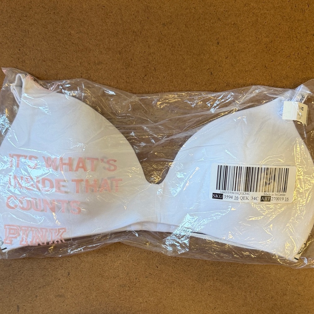 PINK Victoria's Secret White Molded T-Shirt Bra